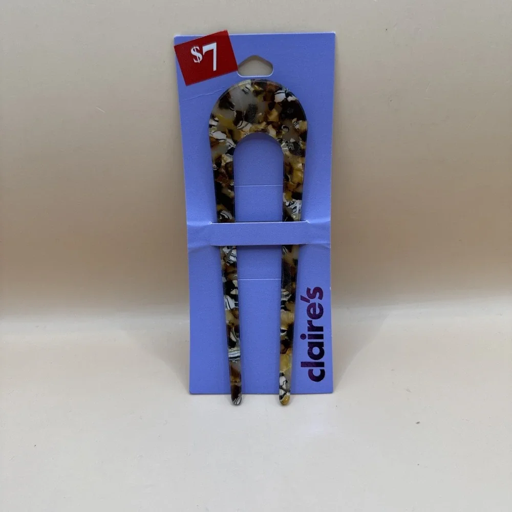Claire's Brown Tortoise Shell Hair Clip Pin U-shaped Pic